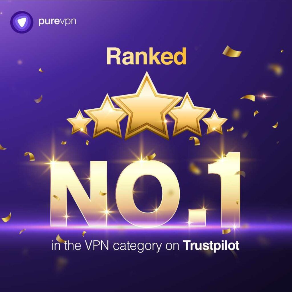 PureVPN在Trustpilot上排名第一
